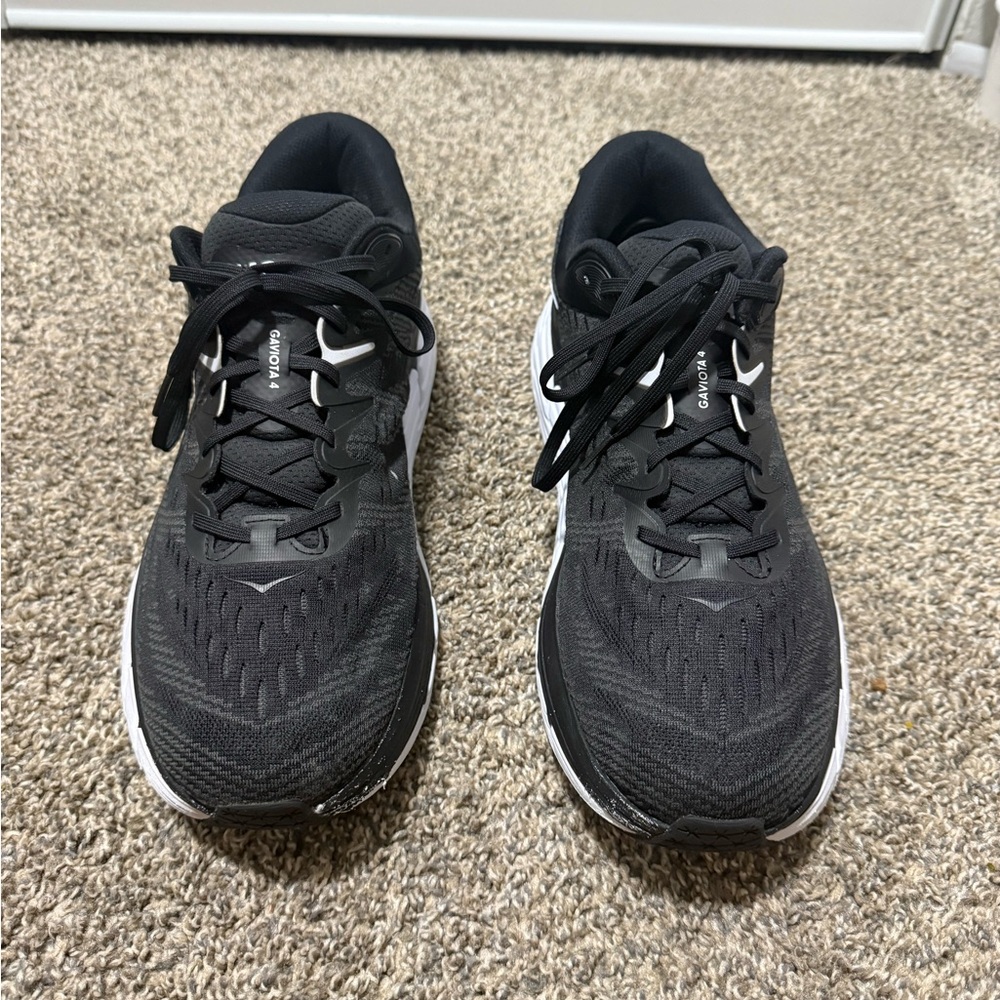 HOKA ONE ONE GAVIOTA 4 Black and White Athletic Shoes - Picture 3 of 9